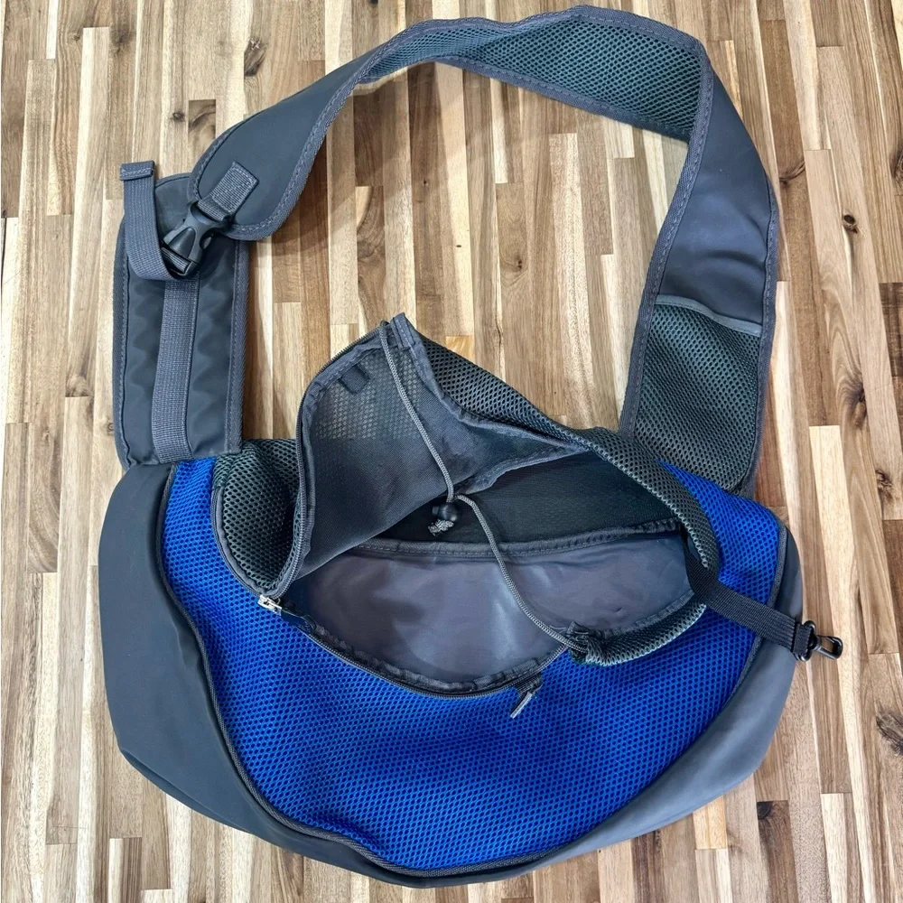 Blue and Gray Men's Messenger Pet Carrier Bag